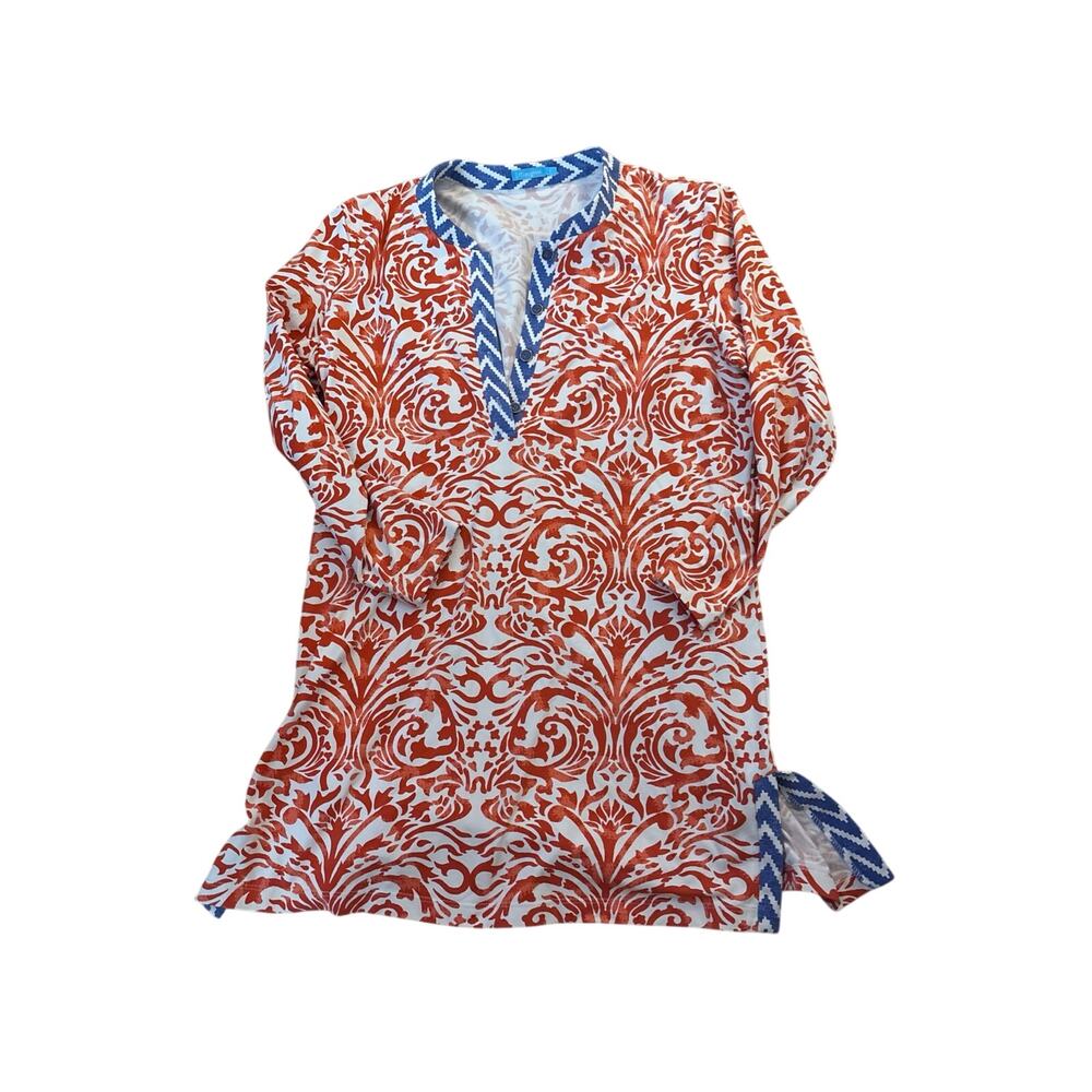 J.MCLAUGHLIN TUNIC top orange and blue summer